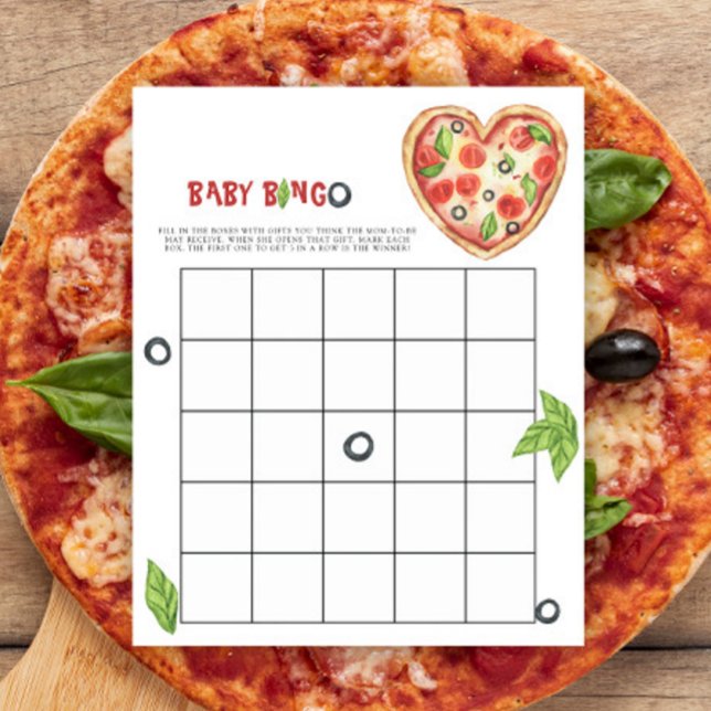 Papier Baby shower de pizza jeu de bingo (Créateur téléchargé)