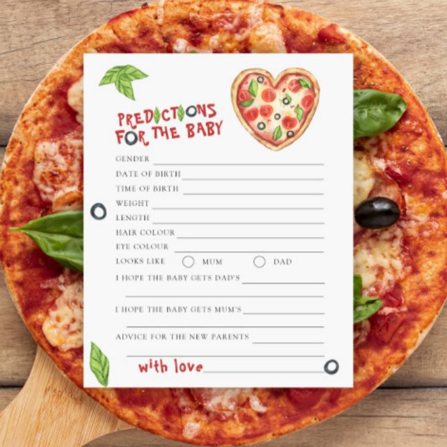 Papier Baby shower de pizza - prédictions et conseils pou (Créateur téléchargé)