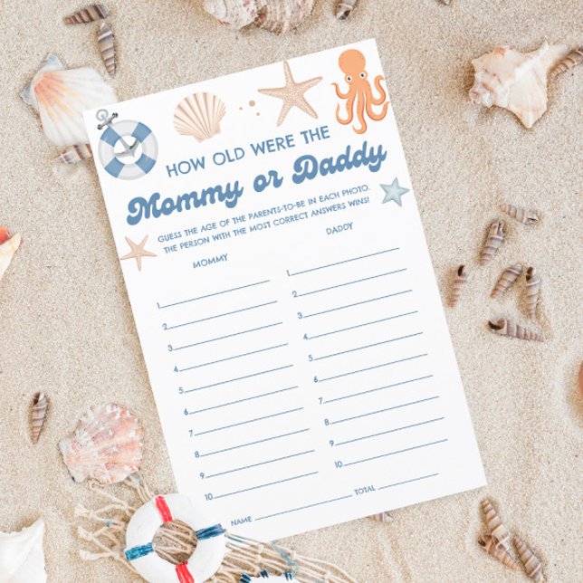 Papier Baby shower De Plage Devine Le Jeu De L'Âge (Créateur téléchargé)