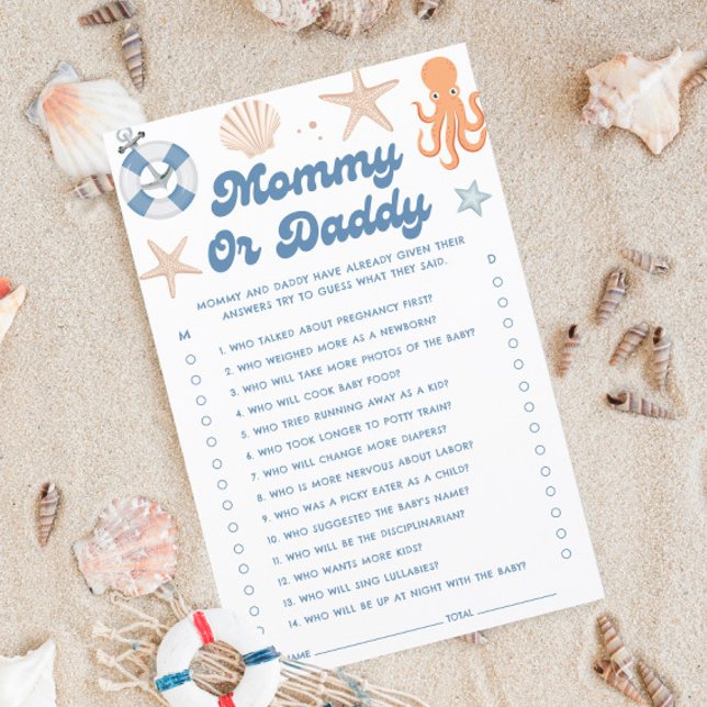 Papier Baby shower de plage Devinez qui maman ou papa jeu (Créateur téléchargé)