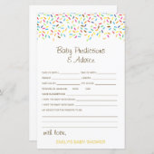 Papier Baby shower de prédiction et de conseils pour bébé (Devant / Derrière)