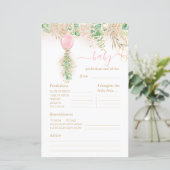 Papier Baby shower de prédictions et conseils pour bébés  (Debout devant)