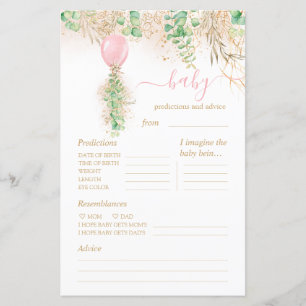Papier Baby shower de prédictions et conseils pour bébés 