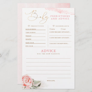 Papier Baby shower de prédictions et conseils pour bébés