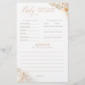 Papier Baby shower de prédictions et conseils pour bébés (Devant)