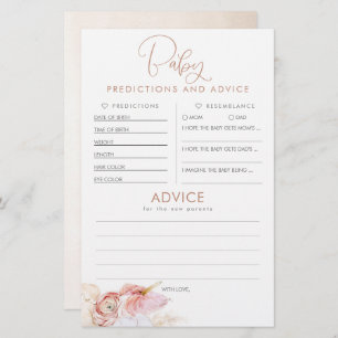 Papier Baby shower de prédictions et conseils pour bébés 