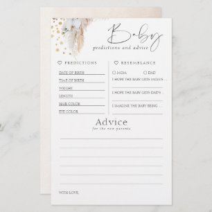 Papier Baby shower de prédictions et conseils pour bébés