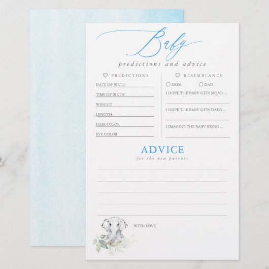 Papier Baby shower de prédictions et conseils pour bébés  (Devant / Derrière)
