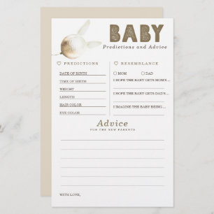 Papier Baby shower de prédictions et conseils pour bébés