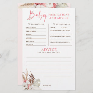 Papier Baby shower de prédictions et conseils pour bébés