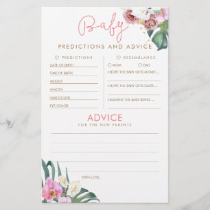 Papier Baby shower de prédictions et conseils pour bébés 