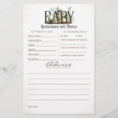 Papier Baby shower de prédictions et conseils pour bébés (Devant)