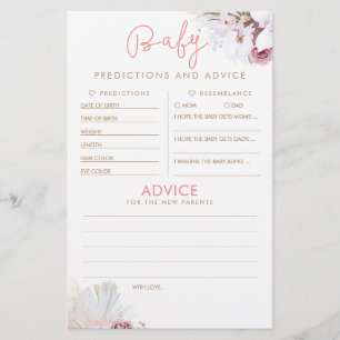 Papier Baby shower de prédictions et conseils pour bébés 