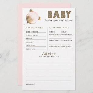 Papier Baby shower de prédictions et conseils pour bébés