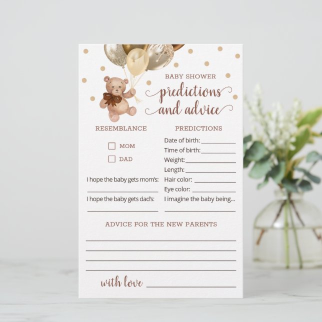 Papier Baby shower de prédictions et de conseils pour l'o (Debout devant)
