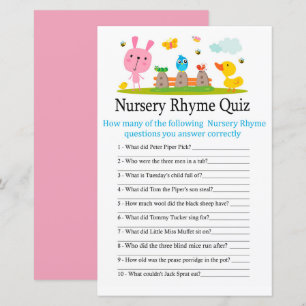 Papier Baby shower de quiz Pink drôle lapin Nursery