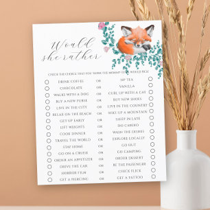 Papier Baby shower de renard mignon - Elle préfère jouer