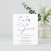 Papier Baby shower de script manuscrit de la lavande budg (Debout devant)