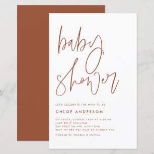 Papier Baby shower de script manuscrit en terre cuite Inv