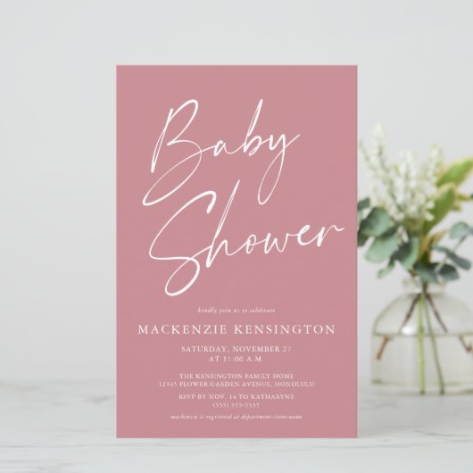 Papier Baby shower de script simple pour Rose Dusty (Debout devant)