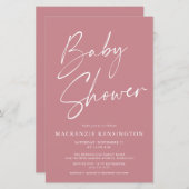 Papier Baby shower de script simple pour Rose Dusty (Devant / Derrière)