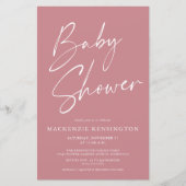 Papier Baby shower de script simple pour Rose Dusty (Devant)