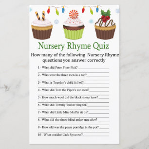 Papier baby shower de soirée cupcakes Nursery Rhyme Quiz