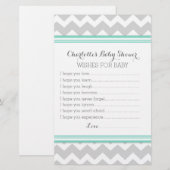 Papier Baby shower de souhaits pour bébé Turquoise Grey C (Devant / Derrière)