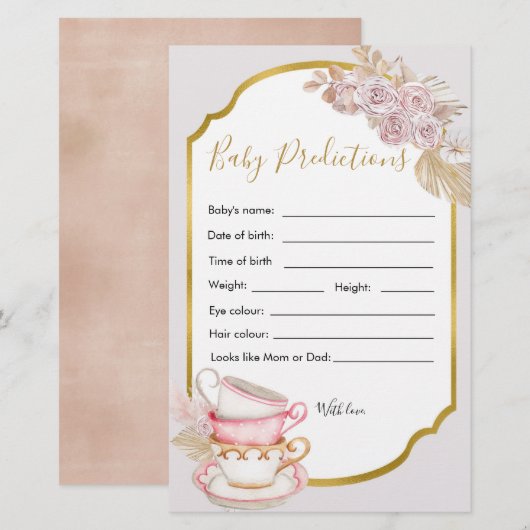 Papier Baby shower de thé vintage prédiction bébé (Devant / Derrière)
