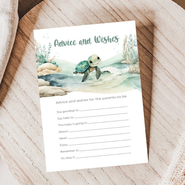 Papier Baby shower de tortue de mer Conseils et souhaits  (Sea Turtle Baby Shower Game)