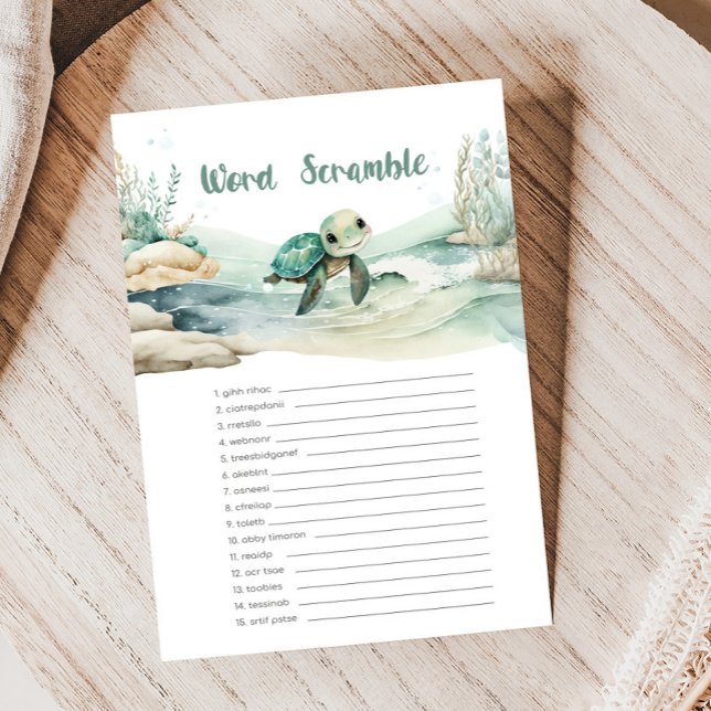 Papier Baby shower de tortue de mer Jeu de rugissement (Sea Turtle Baby Shower Game)