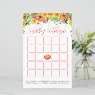 Papier Baby shower de tournesol citrouille Jeu de Bingo