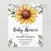 Papier Baby shower de tournesol d'aquarelle Invitation bu (Devant)