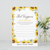 Papier Baby shower de tournesol de printemps Jeu IMPRIMÉ (Debout devant)