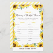 Papier Baby shower de tournesol de printemps Jeu IMPRIMÉ (Devant / Derrière)