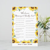 Papier Baby shower de tournesol de printemps Jeu IMPRIMÉ (Debout devant)