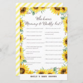 Papier Baby shower de tournesol de printemps Jeu IMPRIMÉ (Devant / Derrière)