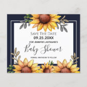 Papier Baby shower de tournesol Enregistrer la date Invit (Devant)