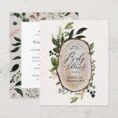 Papier Baby shower de tranche de bois rustique invitation (Devant / Derrière)
