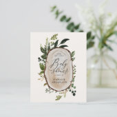 Papier Baby shower de tranche de bois rustique invitation (Debout devant)