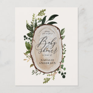 Papier Baby shower de tranche de bois rustique invitation