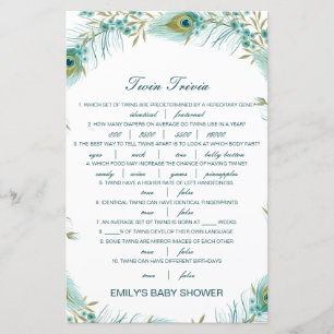 Papier Baby shower de Trivia Twin pour bébé modifiable av