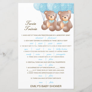 Papier Baby shower de Trivia Twin pour bébé modifiable av