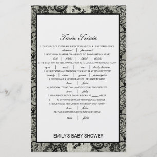 Papier Baby shower de Trivia Twin pour bébé modifiable av