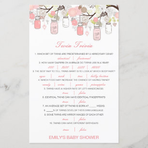 Papier Baby shower de Trivia Twin pour bébé modifiable av
