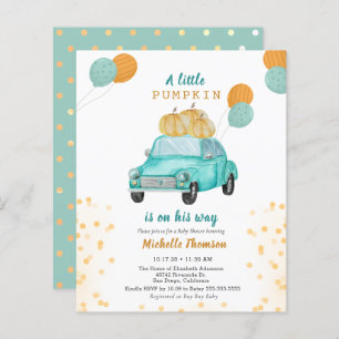 Papier Baby shower de voiture Citrouille Blue Gold