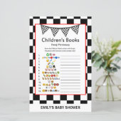 Papier Baby shower de voiture de course Jeu IMPRIMÉ (Debout devant)