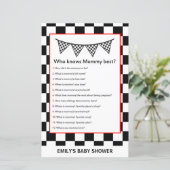 Papier Baby shower de voiture de course Jeu IMPRIMÉ (Debout devant)