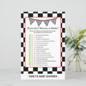 Papier Baby shower de voiture de course Jeu IMPRIMÉ (Debout devant)