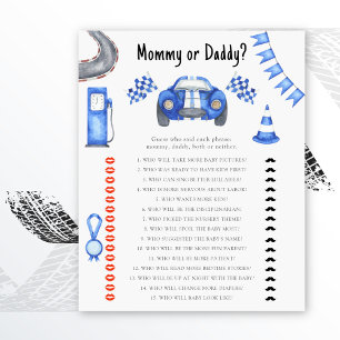 Papier Baby shower de voiture de course - jeu maman ou pa
